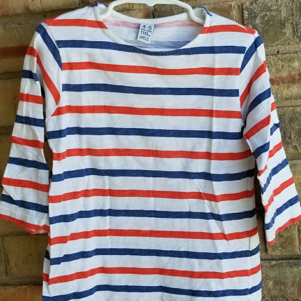 EUC Girl's Zara 3/4 Sleeve Striped Top sz 4-5